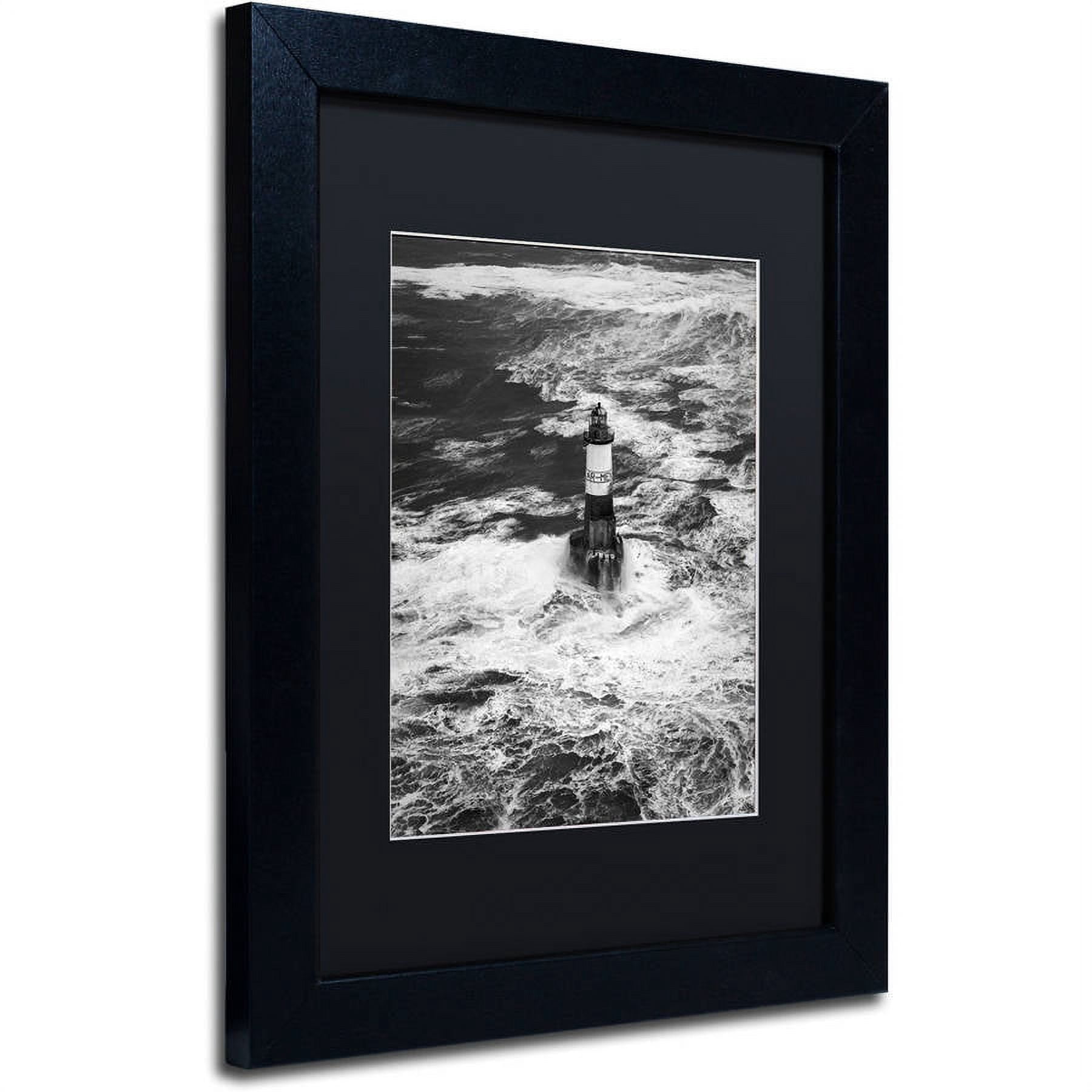 Trademark Fine Art "Armen Lighthouse Against Ruzica" Canvas Art by Mathieu Rivrin, Black Matte, Black Frame