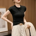 thumbnail image 5 of JGGSPWM Womens T Shirts Basic Short Sleeve Crew Neck Slim Fit Tees Summer Workout Casual Trendy Versatile Tops Black XL, 5 of 8