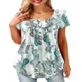 thumbnail image 1 of CHUANK T-Shirts pour Femmes Manches Courtes Col Rond Tunique Boutonnée (Blanc TG), 1 of 4