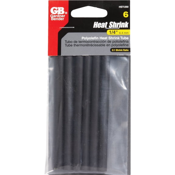 Gardner Bender Heat Shrink Tubing - Black, Copper - 6 Pack, 1/4 to 1/2 In.