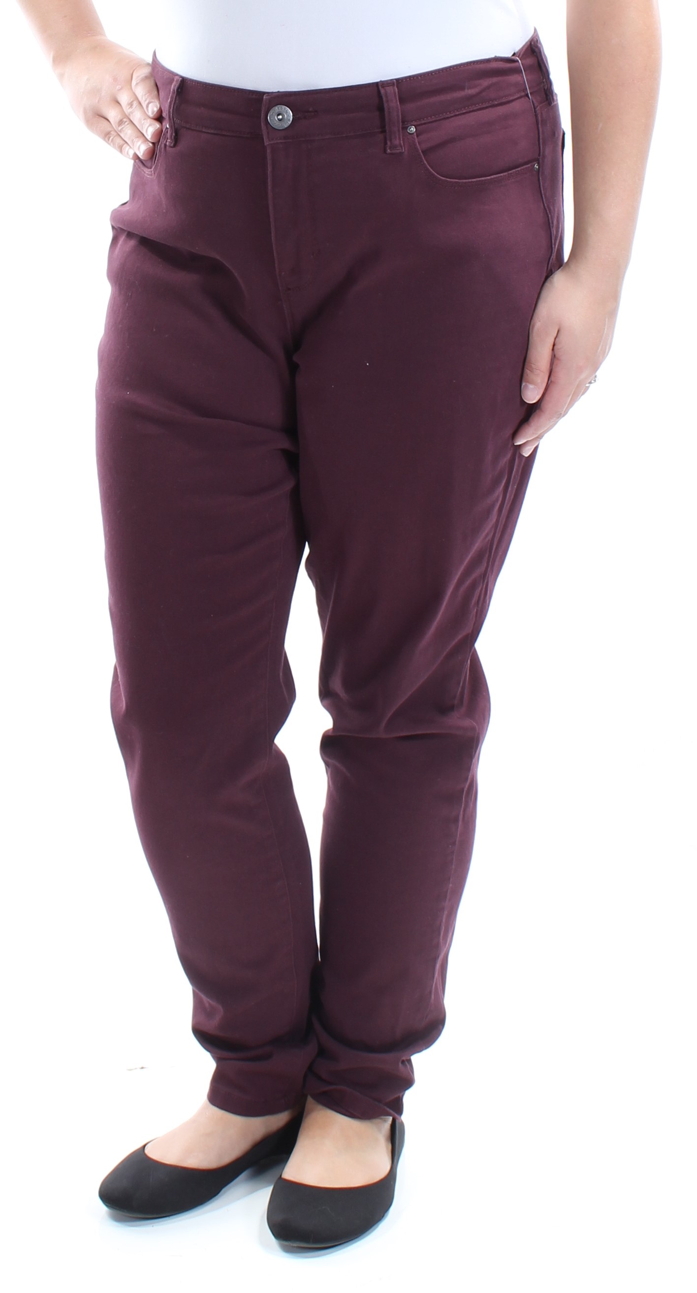 ladies burgundy skinny jeans