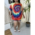 thumbnail image 4 of TIYOMI Plus Size Women's Oversized T-Shirts 2X Crewneck Sun Tie Dye Tops Summer Short Sleeve Shirts Rainbow Boyfriend Tee Loose Fit Fashion Pullover 2XL 18W 20W, 4 of 6