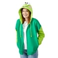 thumbnail image 2 of Keroppi Cosplay Long Sleeve Green Contrast Women's Zip Hoodie Large, 2 of 5