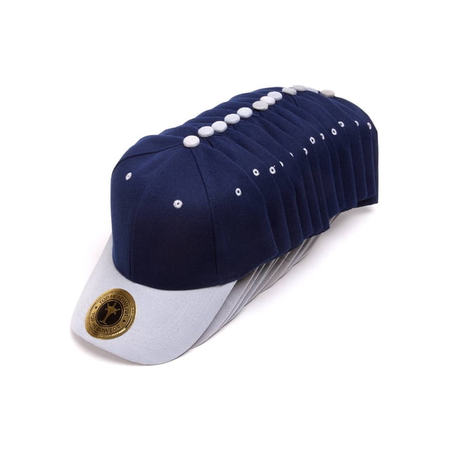 Top Headwear 12-Pack Adjustable Baseball Hat - Navy/Silver