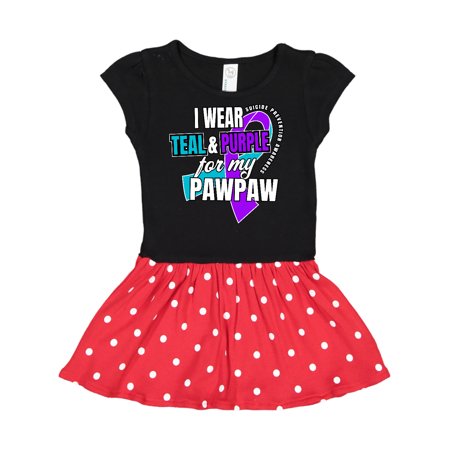 

Inktastic Suicide Prevention I Wear Teal and Purple for My Pawpaw Gift Toddler Girl Dress