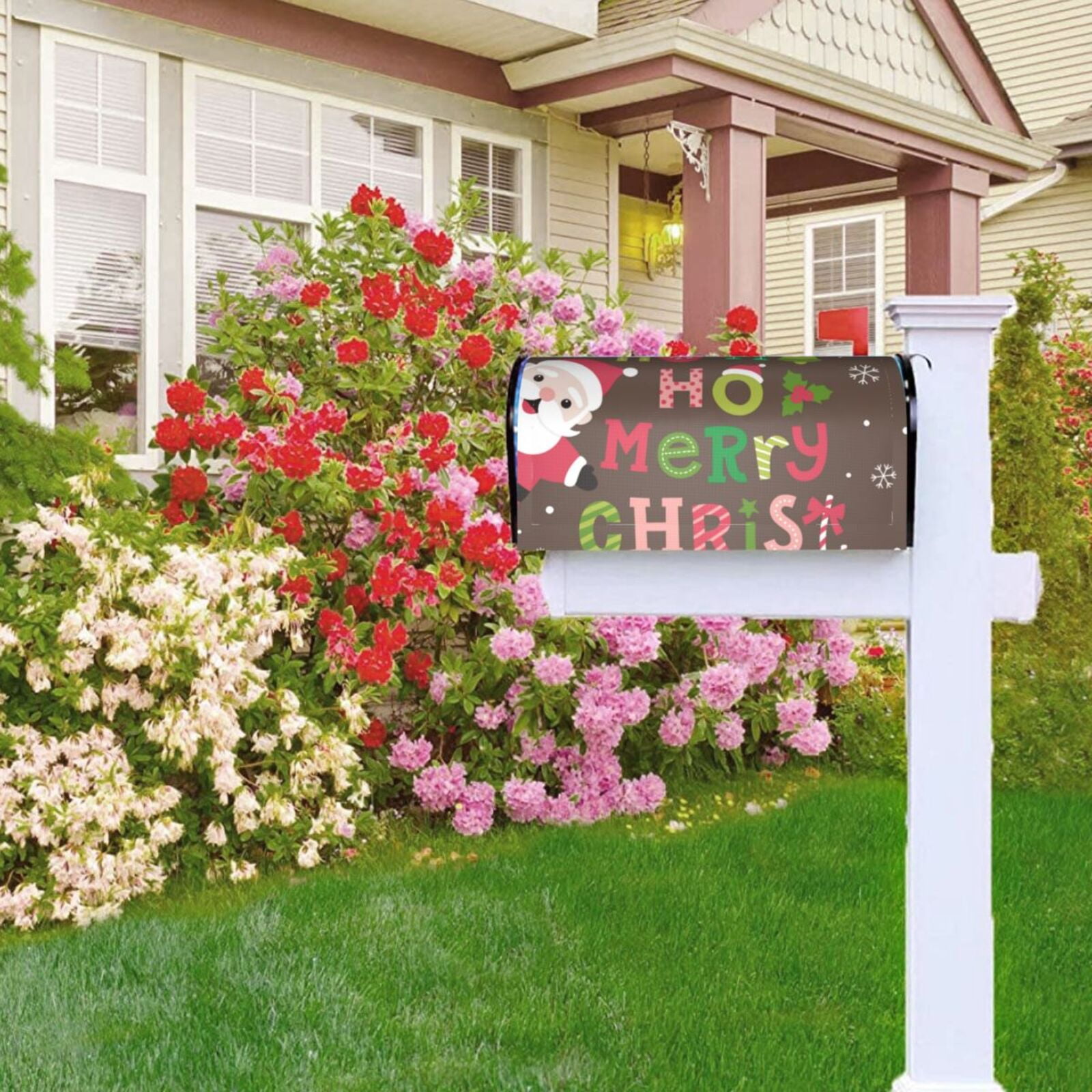 Logiee Ho Ho Ho Merry Christmas Print Post Letter Box Wrap Decor, Mailbox Cover Suitable for Standard Mailbox and Large Size Mailbox,Outdoor Yard Decoration-25.5x21 in