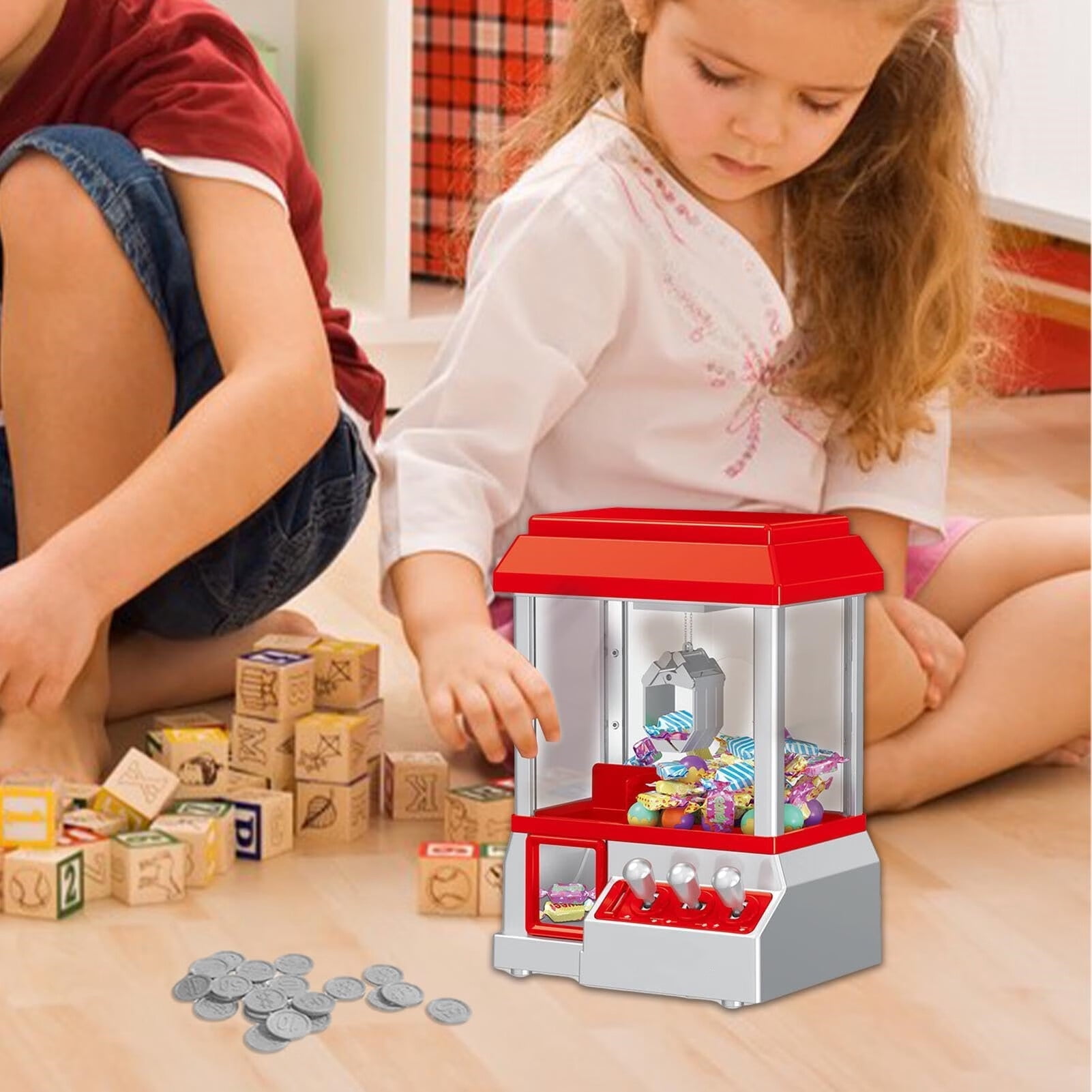 Electronic Arcade Claw Machine, Candy Prize Dispenser Game with Sound, Fun Candy Grabber Prize Dispenser Vending Toy for Boys Girls Kids