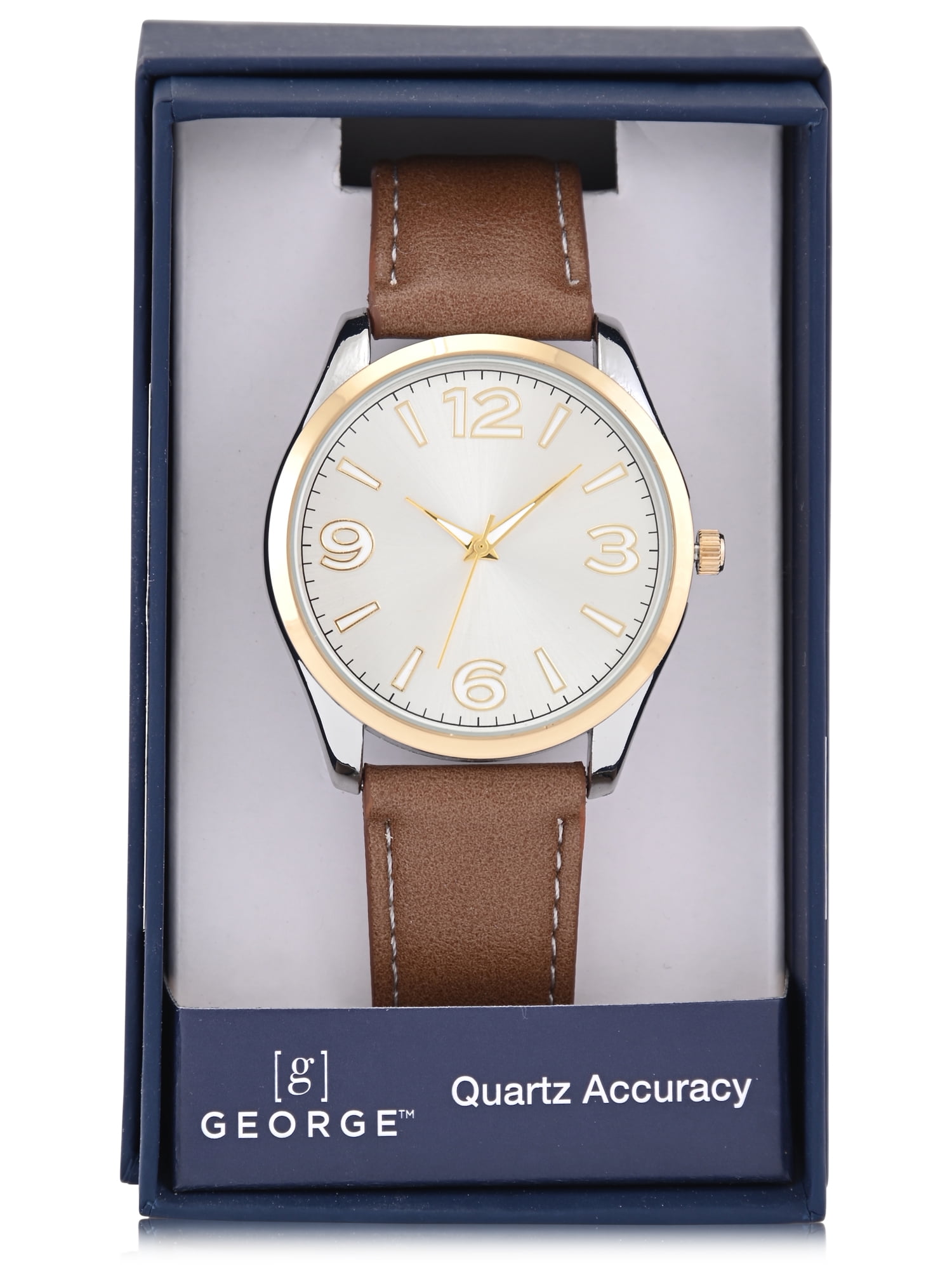 George Men's Two-Tone Case with Brown PU Strap Wristwatch