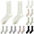 thumbnail image 4 of LckLvx Women's Thin Mid Tube Socks Cute Casual Athletic Stockings Solid Color Cable Knit Dress Uniform Socks, 4 of 4