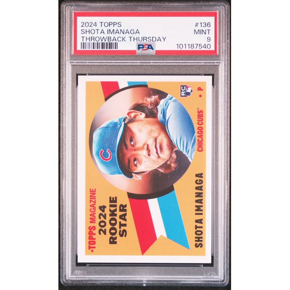 Graded 2024 Topps Throwback Thursday Shota Imanaga #136 RC PSA 9 Chicago Cubs