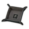 Personalized Monogrammed Black Snap Tray, 4.5" Square W/Leather Center