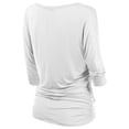 thumbnail image 2 of Thanth Womens Dolman Sleeves Boat Neck Solid Shirring Drape Basic Tunic Top, 2 of 4