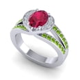 thumbnail image 2 of Diamond-Capitals 2.35 Carat Wonderful Oval Cut Red Ruby & Peridot Gemstone Bridal Ring for Women 14K White Gold Size 6, 2 of 8