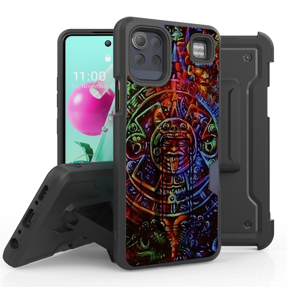 ANJ  Rugged Hybrid Shockproof Case w/Kickstand   Holster Clip Card Slot Cover for LG K92 5G - Aztec