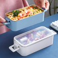 thumbnail image 3 of Lunchbox 1100ml Double Layer Stainless Steel Lunch Box Stainless Steel Microwave Lunch Box Microwave Oven Student Storage Contene Blue, 3 of 5