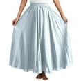 thumbnail image 5 of Landzoo One Women's Stretchy Waist Flowy Midi Skirt For Daily Wear Vacation Dance Comfortable Elastic High Waist Long Skirt Basic Solid Color Casual Boho Skirt Beautiful Casual Women's Skirt, 5 of 7
