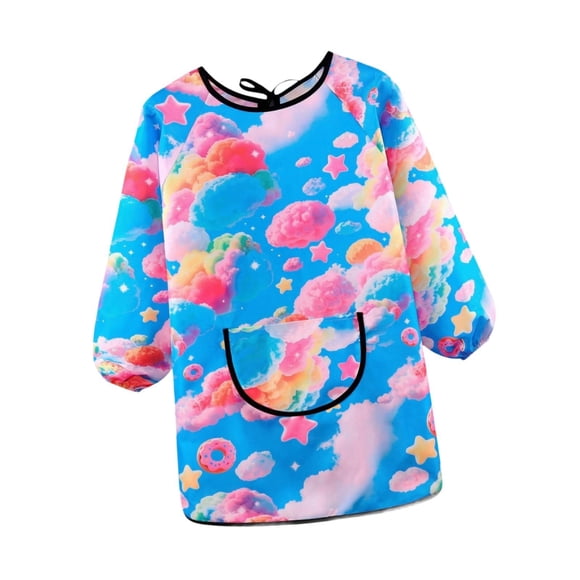 Bata con bolsillo Práctica Versátil Impermeable Regalo Bata de pintura Babero para comer Nubes coloridas