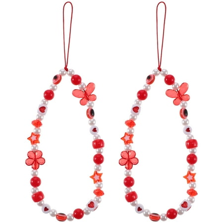 

2pcs Mobile Phone Short Chain Luck Eye Colorful Beading Mobile Phone Lanyards