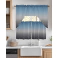 thumbnail image 2 of Grey Ombre Kitchen Curtain and Valance Set 3 Pieces,Rod Pocket Short Tier Curtains 24 Inch Length,Navy Blue Gray Gradient Modern Abstract Art Swag Topper Small Window Treatment for Cafe Bathroom, 2 of 6