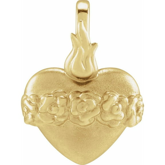PRECIOUS STARS 14K Yellow Gold Immaculate Heart Of Mary Pendant