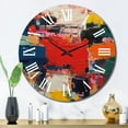 thumbnail image 3 of Designart "Cubist Fusion Red Blue Harmony" Cubism Oversized Wall Clock, 3 of 5