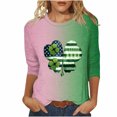 thumbnail image 2 of Meichang Hauts d'Été pour Femmes Manches 3/4 T-Shirts de la Saint-Patrick T-Shirts Graphiques Irlandais Chanceux Hauts Irlandais T-Shirts Col Rond Blouses, 2 of 5
