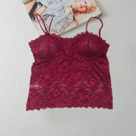 

Merotable Lace Beauty Back Sling Bottoming Long Underwear Anti-lighting Camisole Wrapped Chest
