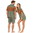 thumbnail image 4 of Men's Pajama Sets Button Up Pajamas for Women Matching Pj Set Women Plaid Button Down Soft Cooling Sleepwear with Pockets Women Men Short Sleeve Matching Pajamas Set for Couples Lounge 2Pcs, M, 4 of 5
