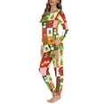 thumbnail image 2 of Renewold 2 Pieces Soft Pajamas for Women Christmas Socks Wreaths Yoga Walking Sweatsuit Size 2XL Skin Friendly Crew Neck Loungewear for Fall Spring Winter,Buffalo Grid, 2 of 4