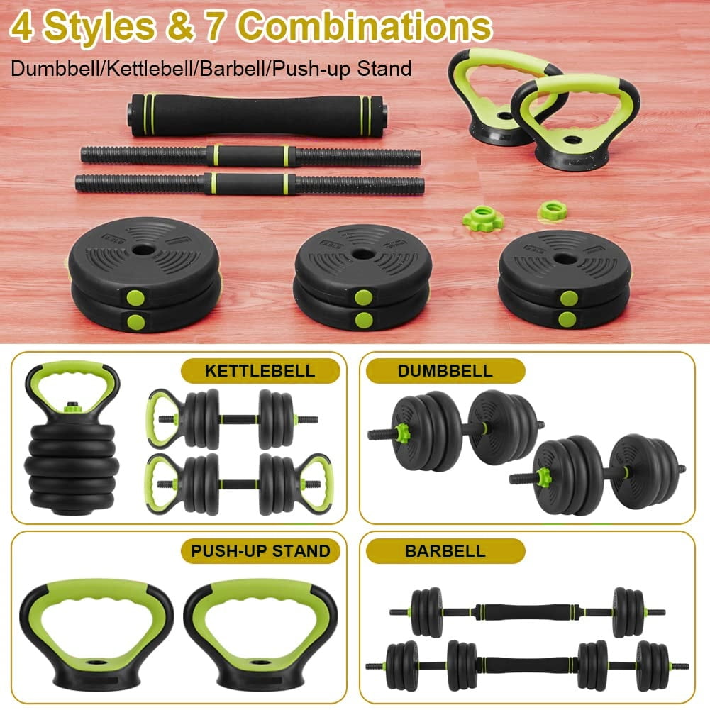 Adjustable Dumbbells, 66/88Lbs Free Weight Set with Connector, 4 In1 Weight Dumbbell Set Used As Kettlebells, Barbell, Fitness Exercise for Home Gym