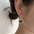 thumbnail image 4 of sweethay Pendientes de aro de corazón para mujer, estilo dulce de circón, forma de cerradura exagerada, gancho para la oreja, joyería, Ropa, zapatos y accesorios Miscelánea Negro, 4 of 6
