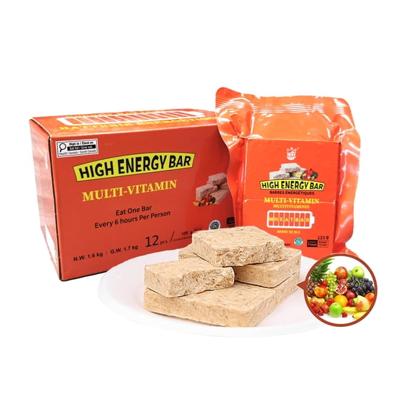 BDH High Energy Bar Mixed Fruit Flavor 7400 Calories | 1.5kg/12bags MRE Survival Emergency Food Ration Compressed High Energy Biscuits Long shelf-life Compact Packaging