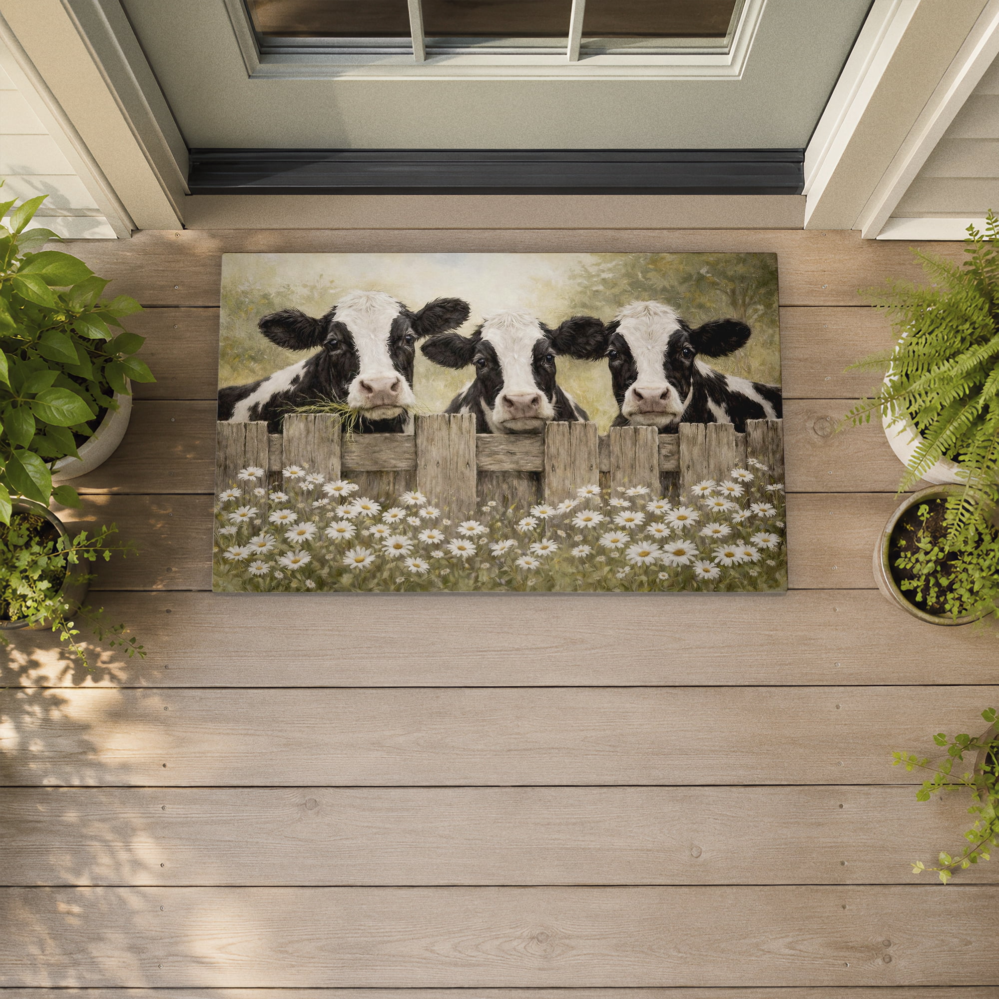 Stupell Industries The Dairy Girls with Florals Printed Outdoor Door Floor Mat, design by Tina LeCour