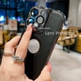 thumbnail image 3 of Allytech Slim Case for iPhone 15 Pro Max with Camera Lens Protector, Business Luxury PU Leather Logo View Shockproof Anti-Drop Lightweight Plating Edge Protective Case for Women Men - Black, 3 of 9