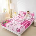 thumbnail image 3 of Homewish Cartoon Cowgirl Boots Grid Bed Sheets,Pink Cow Print Full Size Sheets,4pcs,1 Flat Sheet, 1 Fitted Sheet and 2 Pillowcases, 3 of 6