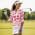 thumbnail image 5 of HUIACONG Red Hearts Print Women Golf Shirts with Quarter Zip Collar, 3/4 Sleeve Athletic Polo Top Breathable for Golf, Tennis, Hiking and Daily Exercise, 5 of 10