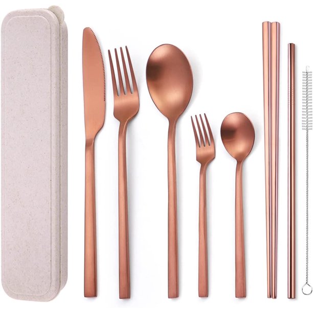 8 Pieces Stainless Steel Flatware Set Portable Reusable Cutlery Set