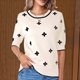 thumbnail image 5 of Blusas de Verano para Mujer, Elegantes, Informales, de Corta, con Cuello Redondo, de Punto, Blusas Holgadas, Camisetas Básicas. L, 5 of 7