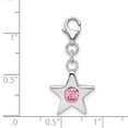 thumbnail image 3 of White Sterling Silver Charm Pendant (10) October Cubic Zirconia CZ Pink 31 mm 14, 3 of 3
