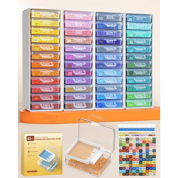 Contenedores de almacenamiento con pintura en forma de diamante Redtwo, 48 unidades