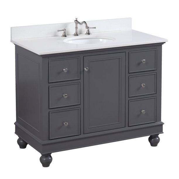 Bella 42" Bathroom Vanity with Charcoal Gray & Quartz Top