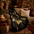 thumbnail image 3 of Mystical Bumblebee Wildflowers Night Sky, Peaceful Mountain Lake Scene, Warm Flannel Blanket for Cabin and Lodge, Outdoor Lovers autumn celebration Gift, Festive Home Decor, 3 of 9