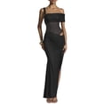 thumbnail image 2 of Maxi Dresses for Women One Shoulder Sleeveless Sheer Mesh Panel Sexy Bodycon Cocktail Evening Party Dress XS-L, 2 of 7