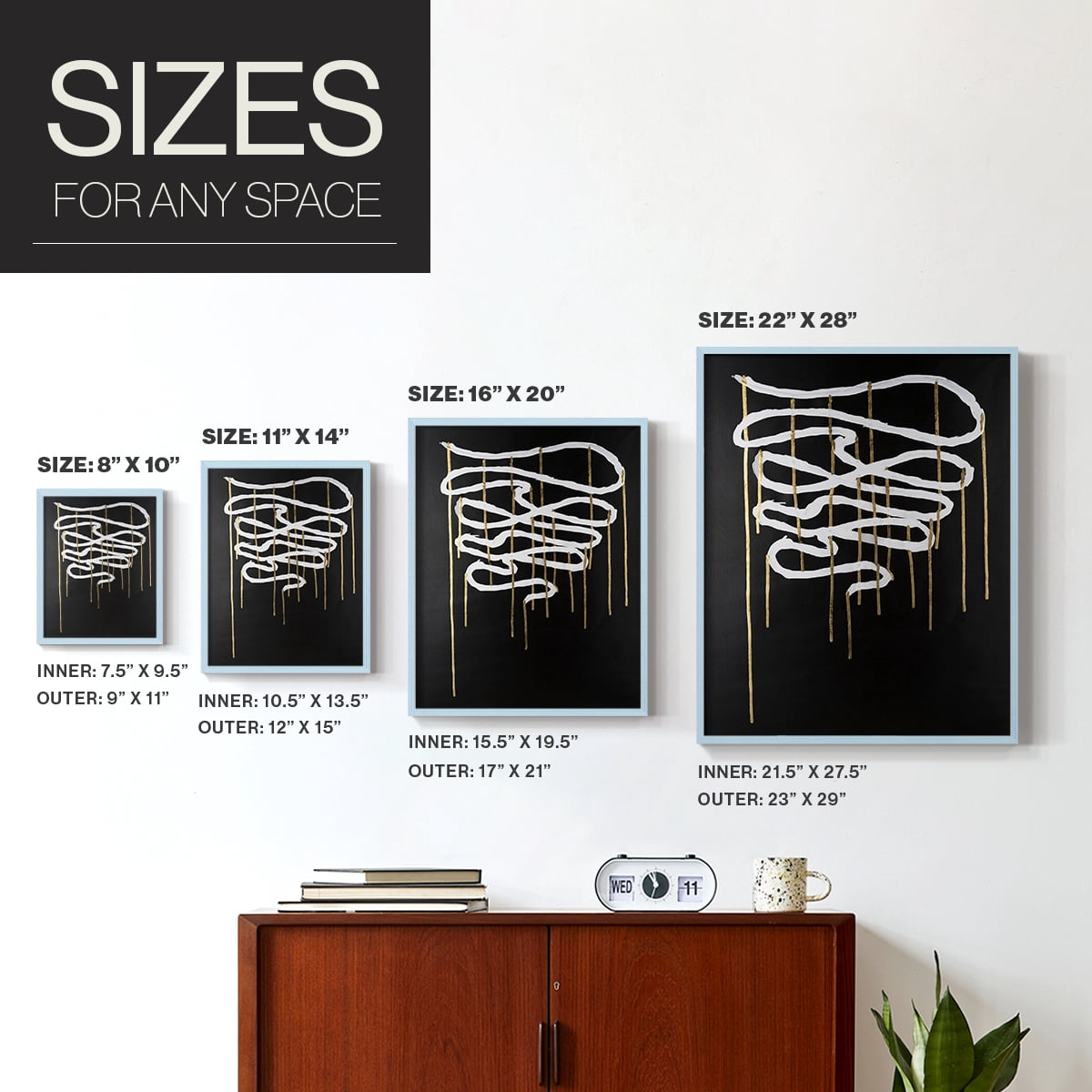 Weeping Ribbon II Framed Print in Blue Solid Wood 11 x 14 Framed Print