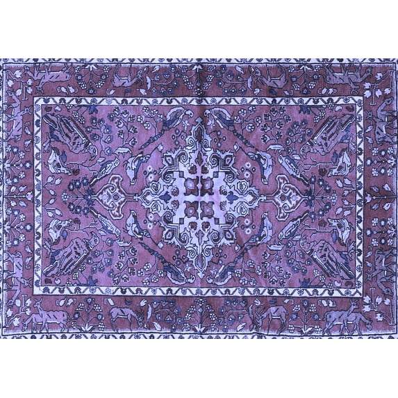 Ahgly Company Machine Washable Indoor Rectangle Persian Blue Traditional Area Rugs, 7' x 10'