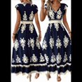 thumbnail image 3 of Vestidos de Verano para Mujer 2025, Informales, con Mangas con Volantes, Estilo Bohemio, para Playa, Azul Marino, Talla XL, 3 of 6