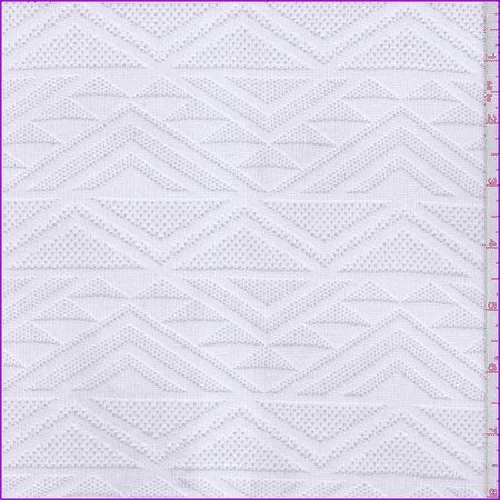 Cloudy White Geometric Stripe Stretch Lace, Fabric By the