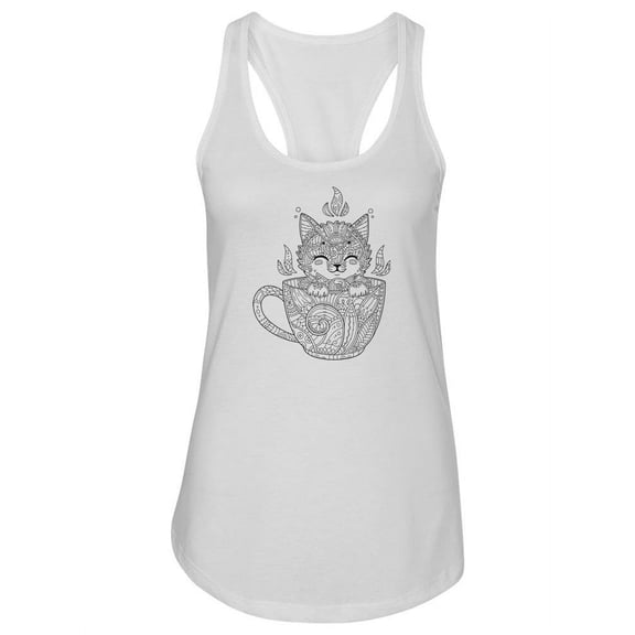 Kitten In A Zup Zentangle Tank Women -Image by Shutterstock, Female Medium