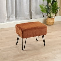 Home Soft Things Solid Faux Fur Ottoman - Umber - 19" x 13" x 17"