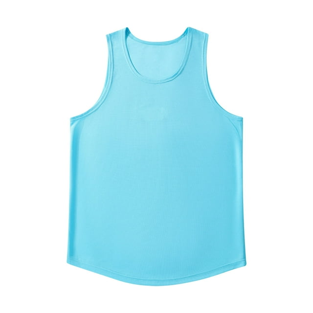 Timegard Mens Tank Tops Round Neck Sleeveless Athletic Tee Shirts Solid Color Casual Breathable Top